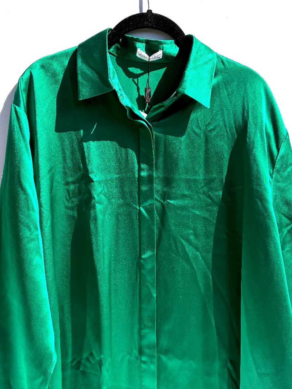 Women’s Lilysilk 100% Silk Button Up Blouse, Emerald Green XXXXXXL US 20-22 NWT